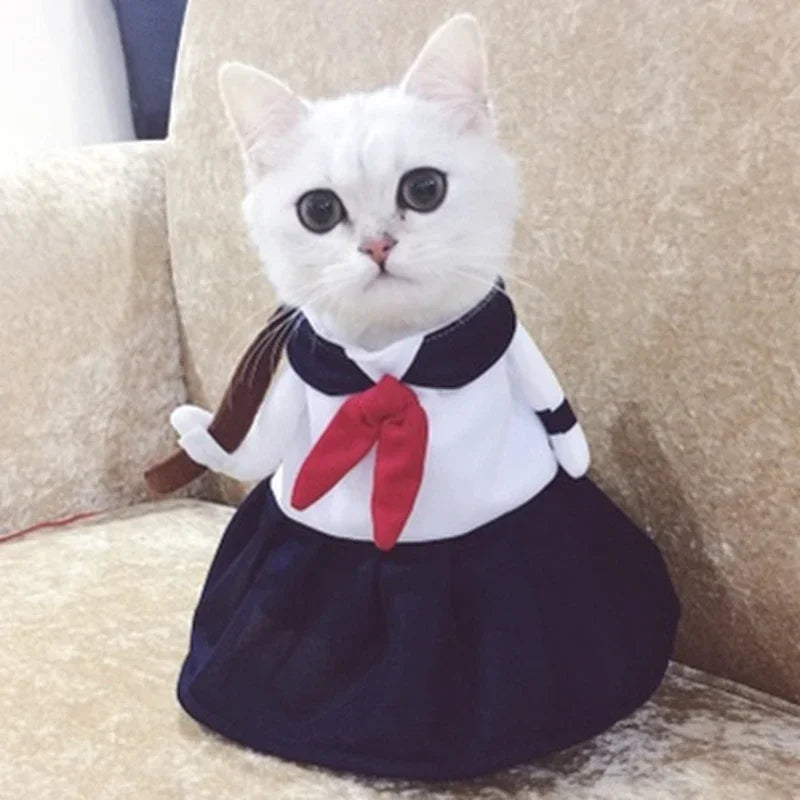 Cat Clothes, Japanese High School Uniform Inspired Cat Attire, Cat Costume (A3436)