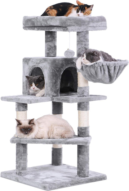 Cat Tree Tower with Top Plush Perch Multi-Level Cat Condo Sisal Scratching Posts, Cat Play House Activity Center Cat Furniture MMJ12L