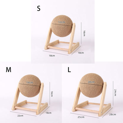 Cat Toys Wooden Scratcher Board Cat Scratching Ball Cat Grinding Paws Toys Sisal Rope Ball Cat Interactive Play Toy Cat Supply