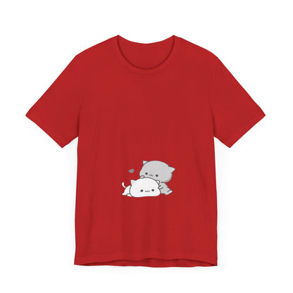 "Double the Cuteness: Cute Two Cats Unisex Jersey Short Sleeve Tee - Double the Feline Fun in Your Wardrobe!"