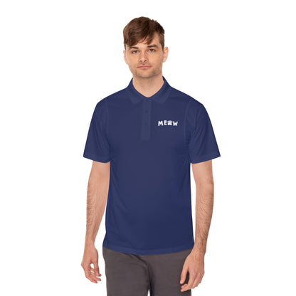 "Feline Fashion Forward: Meow Logo Men's Sport Polo Shirt - Showcase Your Love for Cats with Style!"