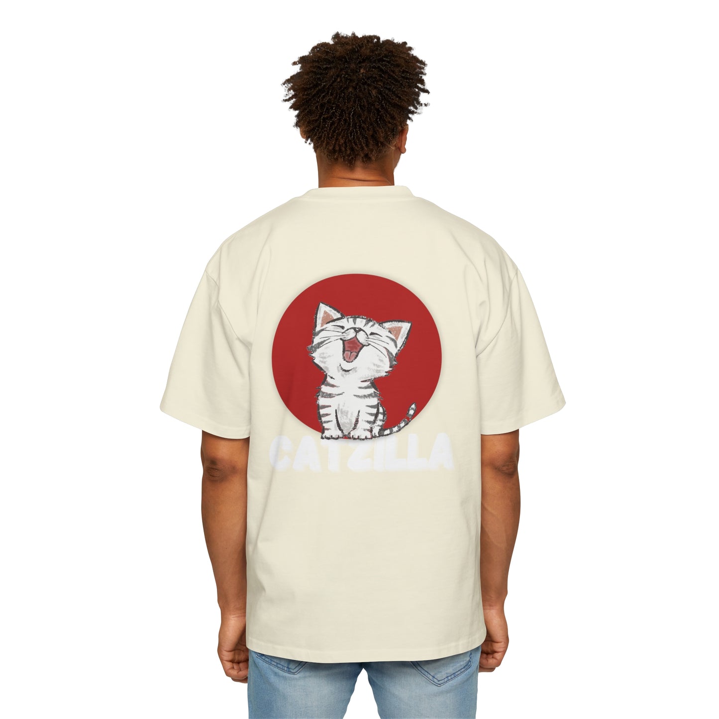 "Roar of Style: CATZILLA Men's Heavy Oversized Tee - Unleash Your Feline Fury with Fashion!"