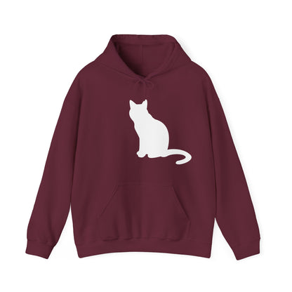 "Classic Cat Comfort: Plain White Cat Unisex Heavy Blend™ Hooded Sweatshirt - Timeless Style for Feline Enthusiasts!"