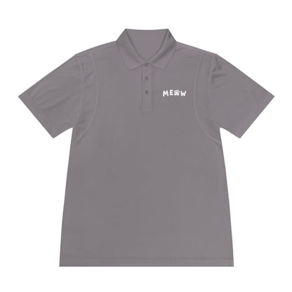 "Feline Fashion Forward: Meow Logo Men's Sport Polo Shirt - Showcase Your Love for Cats with Style!"