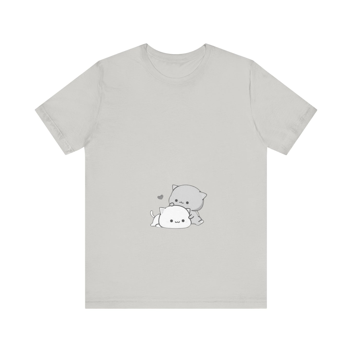 "Double the Cuteness: Cute Two Cats Unisex Jersey Short Sleeve Tee - Double the Feline Fun in Your Wardrobe!"