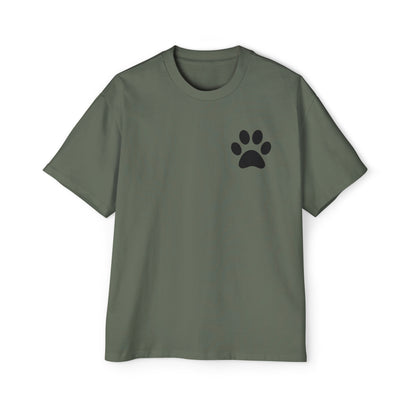 "Paw-some Style: Men's Heavy Oversized Tee - Embrace Feline Charm with Cat Paw Design!"