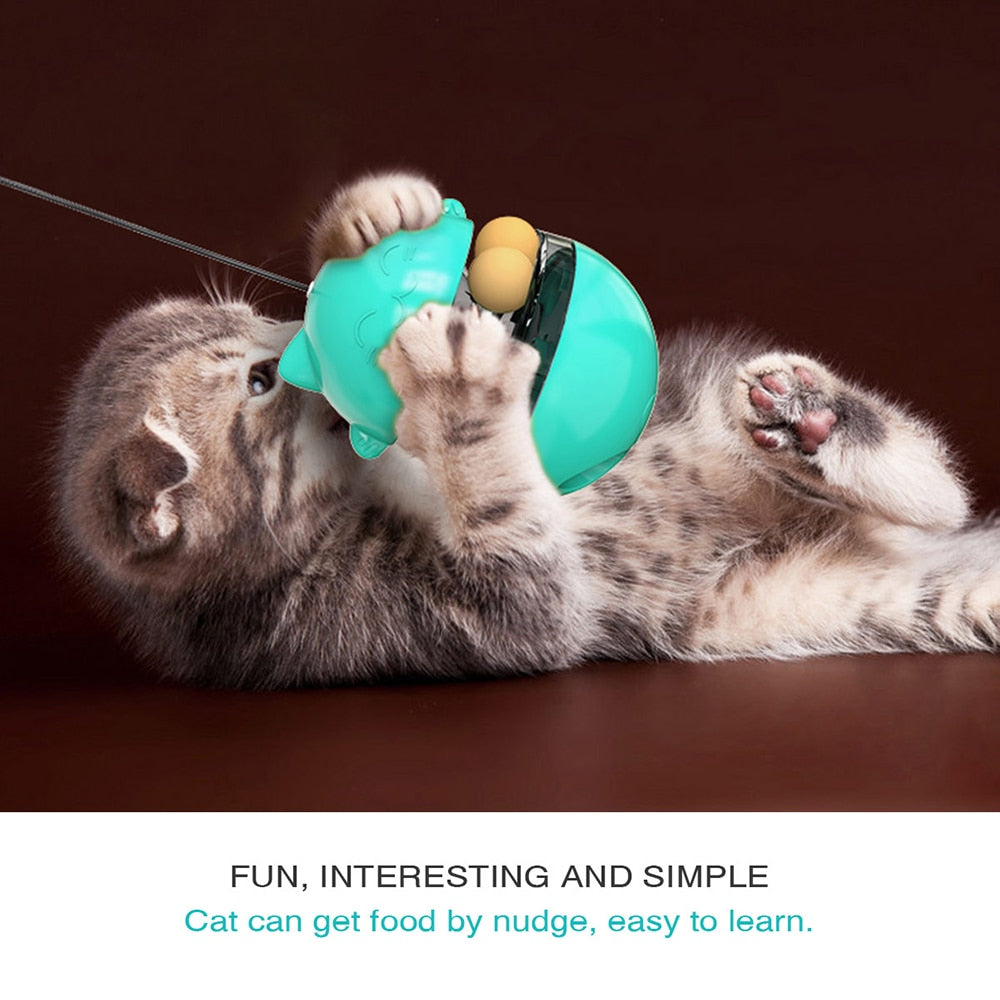 Funny Tumbler Cat Toy with Cat Stick Treat Leaking Toy for Cats Kitten Self-Playing Puzzle Interactive Cat Toys Pet Products