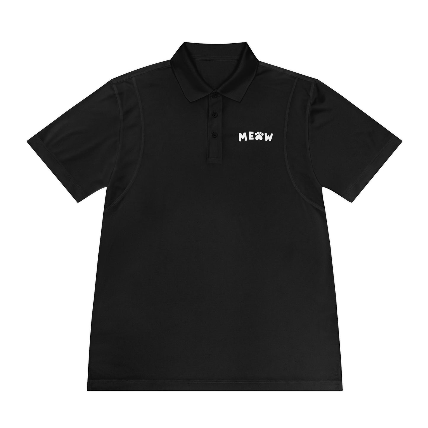 "Feline Fashion Forward: Meow Logo Men's Sport Polo Shirt - Showcase Your Love for Cats with Style!"