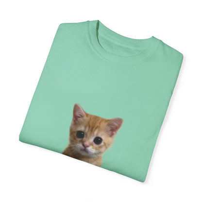 "Adorable Feline Charm: Cute Cat Unisex Garment-Dyed T-shirt - Wear Your Love for Cats in Style!"