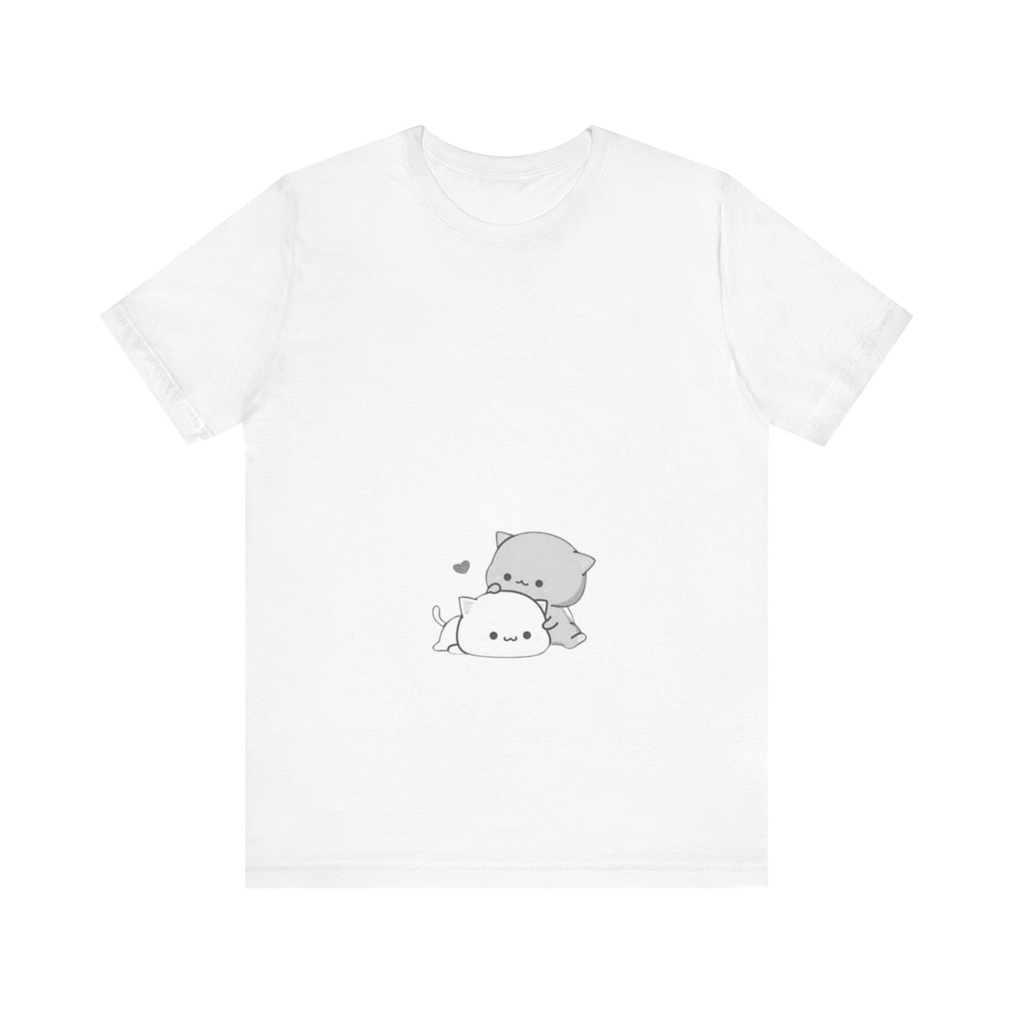 "Double the Cuteness: Cute Two Cats Unisex Jersey Short Sleeve Tee - Double the Feline Fun in Your Wardrobe!"