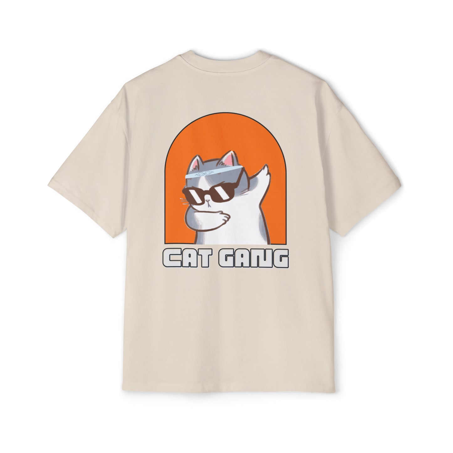 "Purrfect Crew: Men's Heavy Oversized Tee - Join the CAT GANG in Style!"