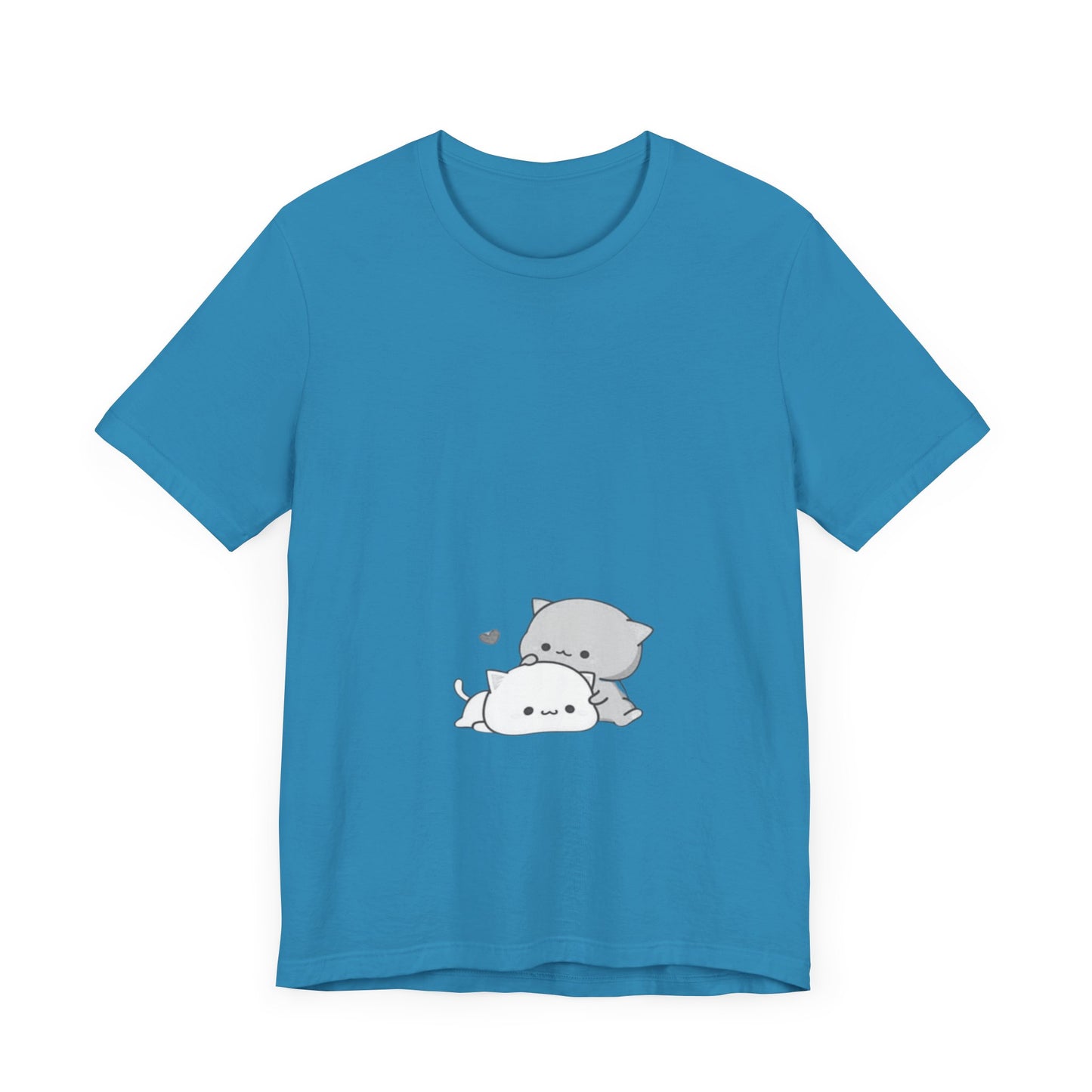 "Double the Cuteness: Cute Two Cats Unisex Jersey Short Sleeve Tee - Double the Feline Fun in Your Wardrobe!"