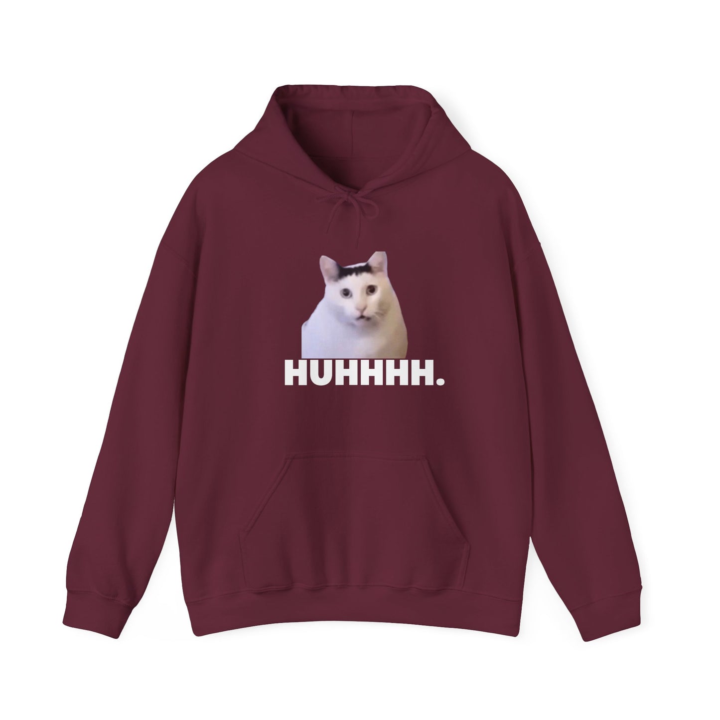 "HUH CAT Coolness: Unisex Heavy Blend™ Hooded Sweatshirt - Express Your Puzzled Purrfection in Style!"