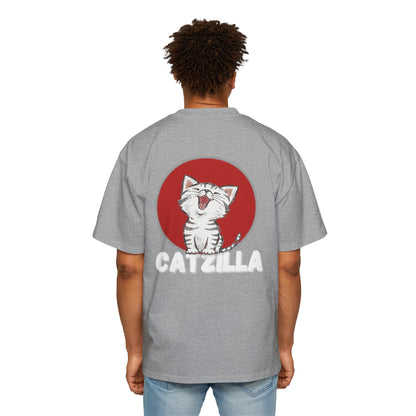 "Roar of Style: CATZILLA Men's Heavy Oversized Tee - Unleash Your Feline Fury with Fashion!"