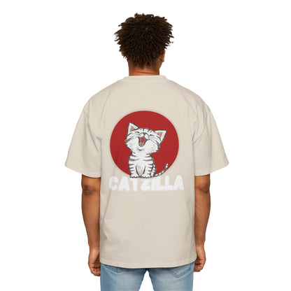 "Roar of Style: CATZILLA Men's Heavy Oversized Tee - Unleash Your Feline Fury with Fashion!"