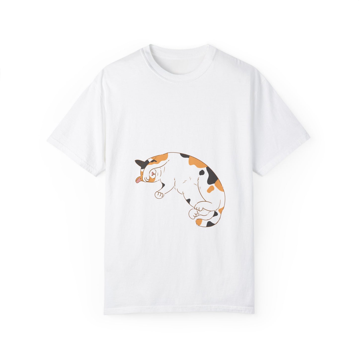 "Dreamy Days: Sleepy Cat Unisex Garment-Dyed T-shirt - Lounge in Feline Comfort and Style!"