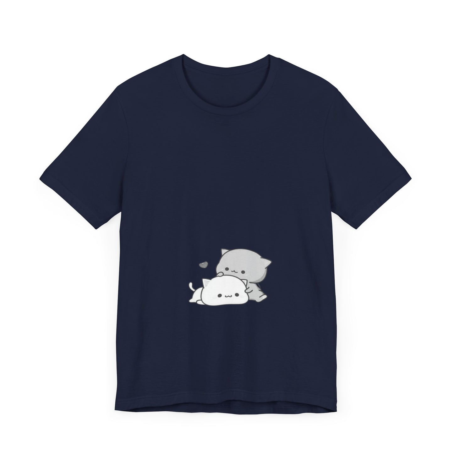 "Double the Cuteness: Cute Two Cats Unisex Jersey Short Sleeve Tee - Double the Feline Fun in Your Wardrobe!"