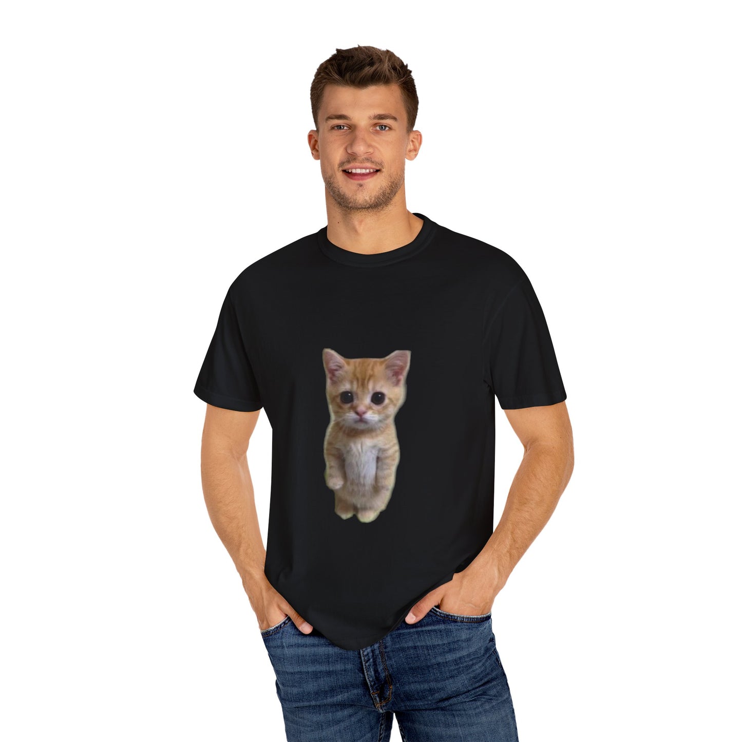 "Adorable Feline Charm: Cute Cat Unisex Garment-Dyed T-shirt - Wear Your Love for Cats in Style!"