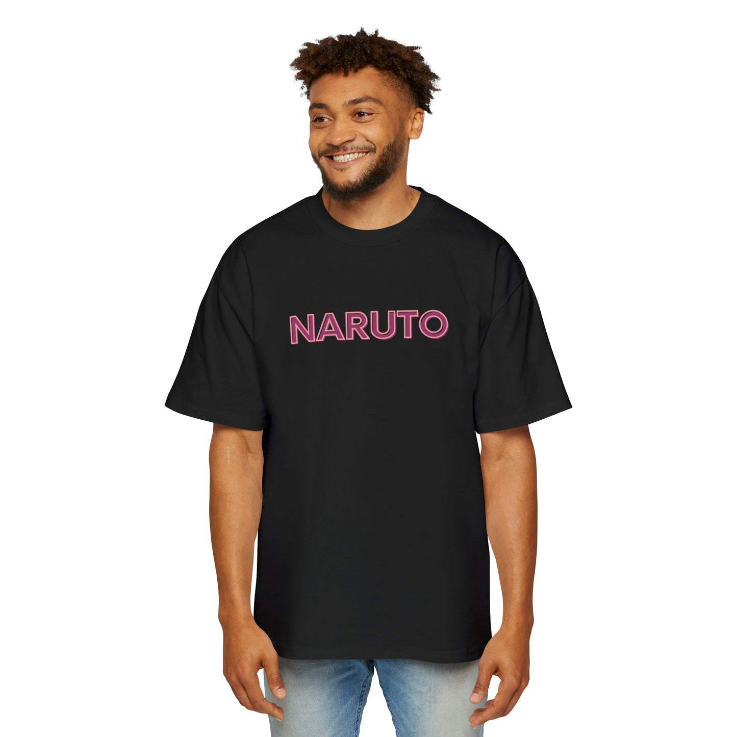 "Legendary Power: Naruto Nine Tail Fox Men's Heavy Oversized Tee - Unleash Your Inner Ninja with Style!"