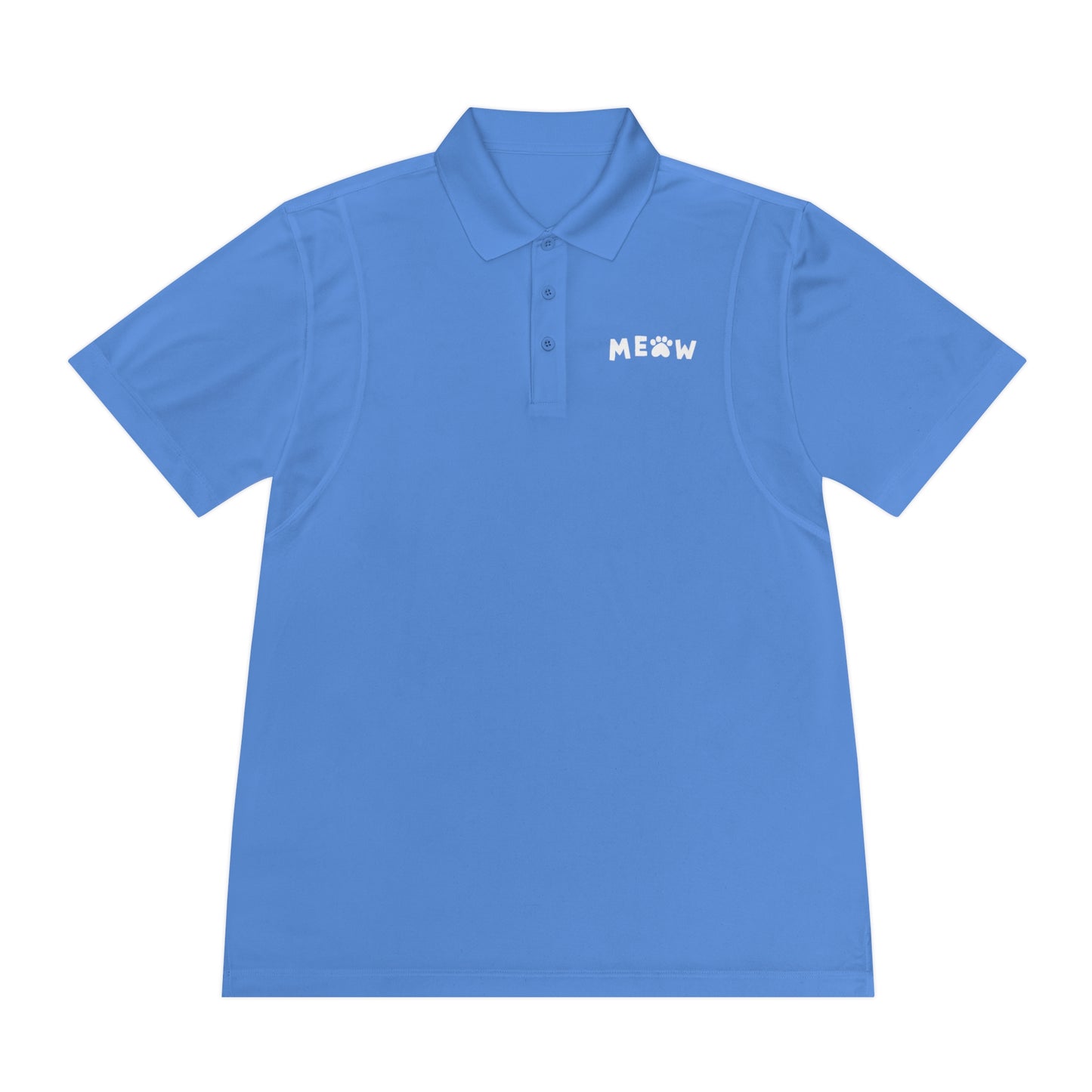 "Feline Fashion Forward: Meow Logo Men's Sport Polo Shirt - Showcase Your Love for Cats with Style!"