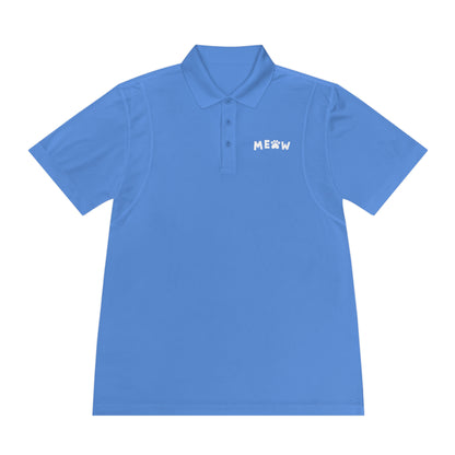 "Feline Fashion Forward: Meow Logo Men's Sport Polo Shirt - Showcase Your Love for Cats with Style!"