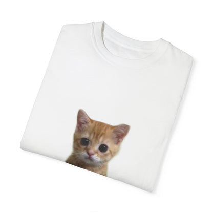 "Adorable Feline Charm: Cute Cat Unisex Garment-Dyed T-shirt - Wear Your Love for Cats in Style!"