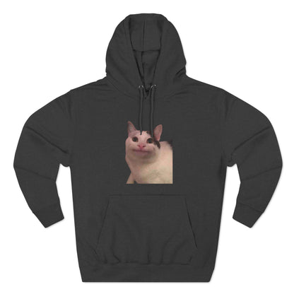 "Silly Cat Charm: Three-Panel Fleece Hoodie - Stay Cozy with Playful Feline Vibes!"