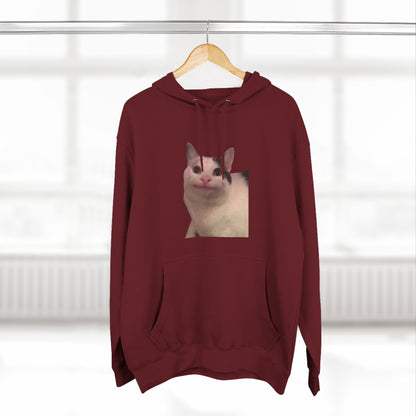 "Silly Cat Charm: Three-Panel Fleece Hoodie - Stay Cozy with Playful Feline Vibes!"