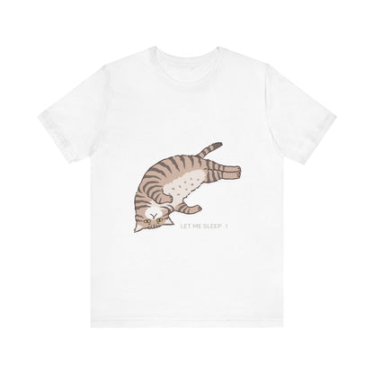 "Dreamy Comfort: SLEEPY Cat Unisex Jersey Short Sleeve Tee - Cozy Up with Feline Serenity!"