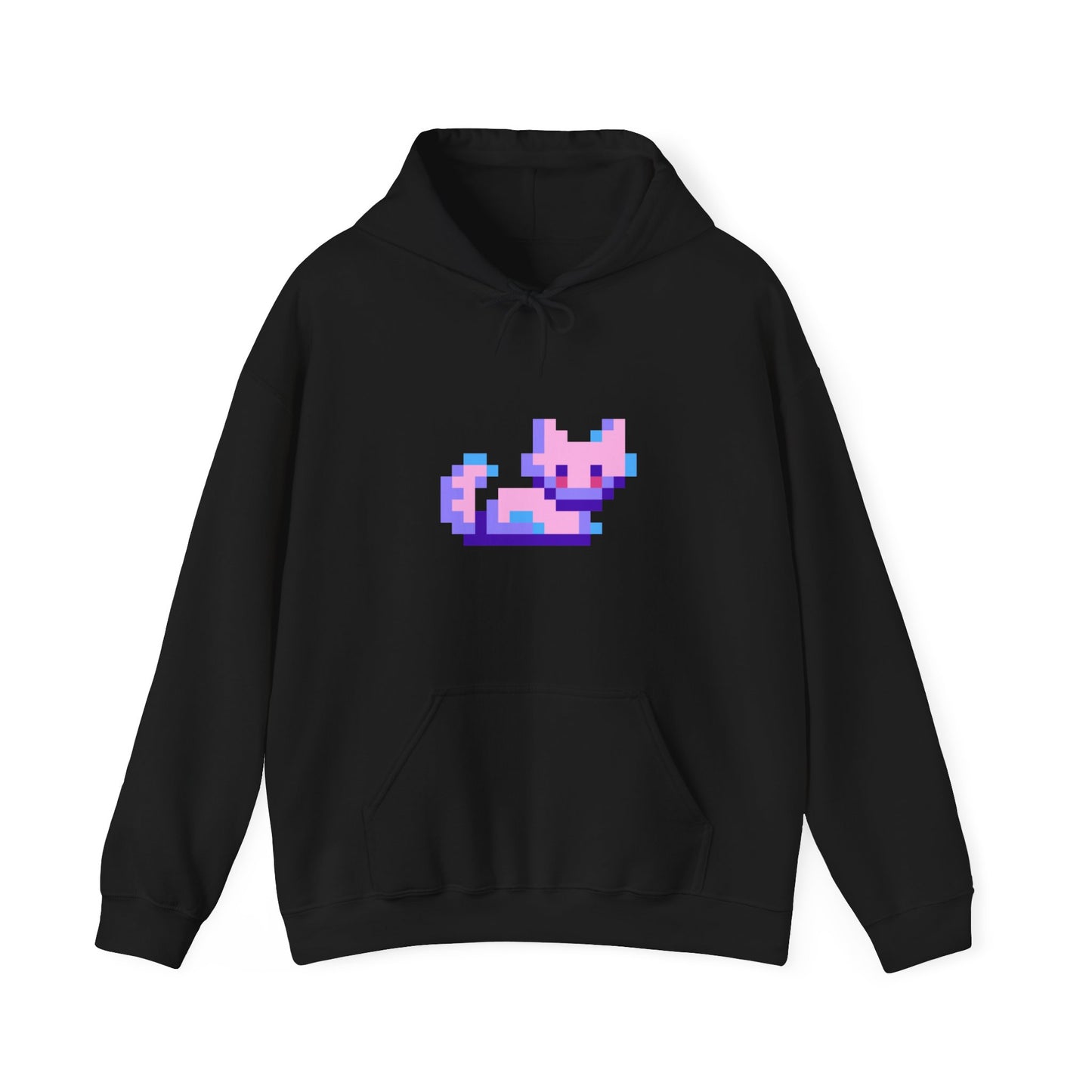 "Glitch Cat Coolness: Unisex Heavy Blend™ Hooded Sweatshirt - Add a Digital Twist to Your Feline Fashion!"