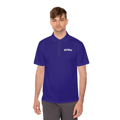 "Feline Fashion Forward: Meow Logo Men's Sport Polo Shirt - Showcase Your Love for Cats with Style!"