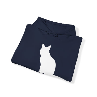 "Classic Cat Comfort: Plain White Cat Unisex Heavy Blend™ Hooded Sweatshirt - Timeless Style for Feline Enthusiasts!"