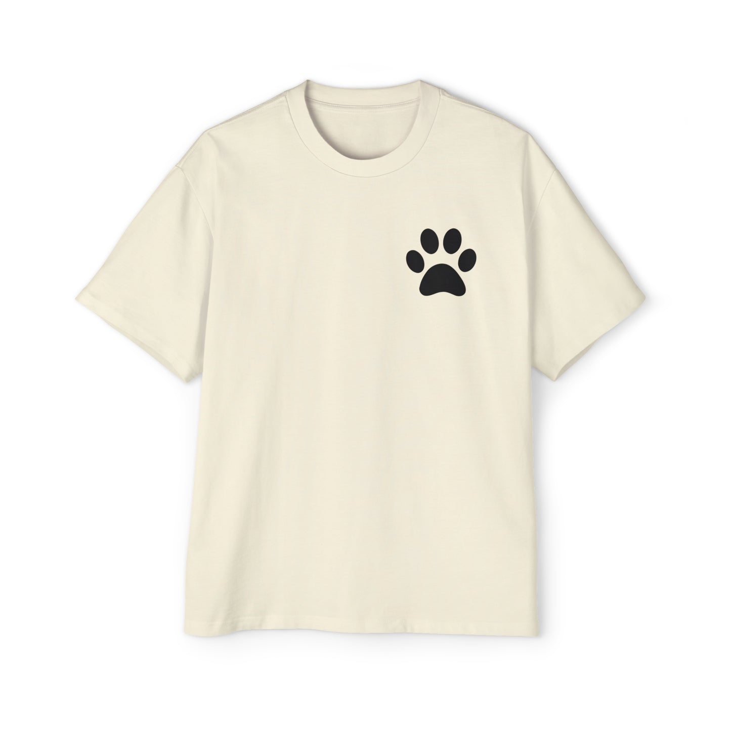 "Paw-some Style: Men's Heavy Oversized Tee - Embrace Feline Charm with Cat Paw Design!"