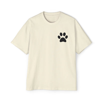 "Paw-some Style: Men's Heavy Oversized Tee - Embrace Feline Charm with Cat Paw Design!"