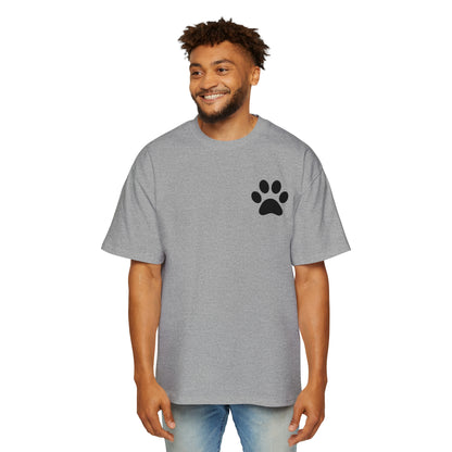 "Paw-some Style: Men's Heavy Oversized Tee - Embrace Feline Charm with Cat Paw Design!"