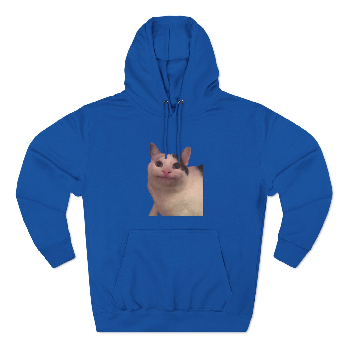 "Silly Cat Charm: Three-Panel Fleece Hoodie - Stay Cozy with Playful Feline Vibes!"