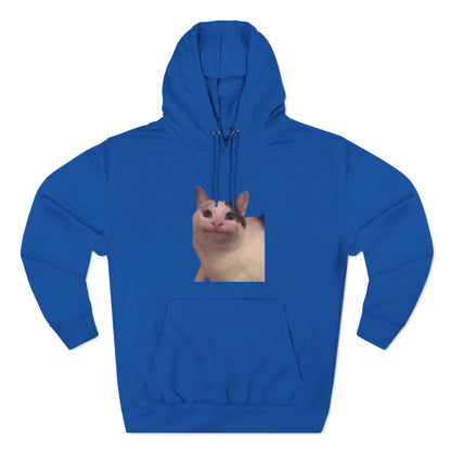 "Silly Cat Charm: Three-Panel Fleece Hoodie - Stay Cozy with Playful Feline Vibes!"