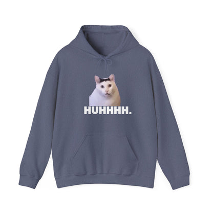 "HUH CAT Coolness: Unisex Heavy Blend™ Hooded Sweatshirt - Express Your Puzzled Purrfection in Style!"