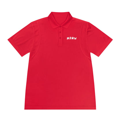 "Feline Fashion Forward: Meow Logo Men's Sport Polo Shirt - Showcase Your Love for Cats with Style!"