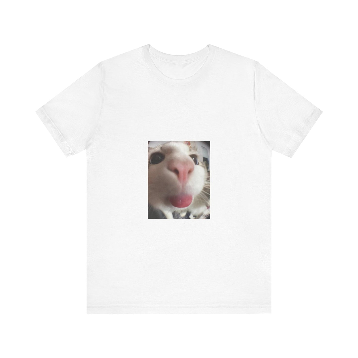 "Whimsical Whiskers: Silly Cat Unisex Jersey Short Sleeve Tee - Embrace Playful Feline Fun!"