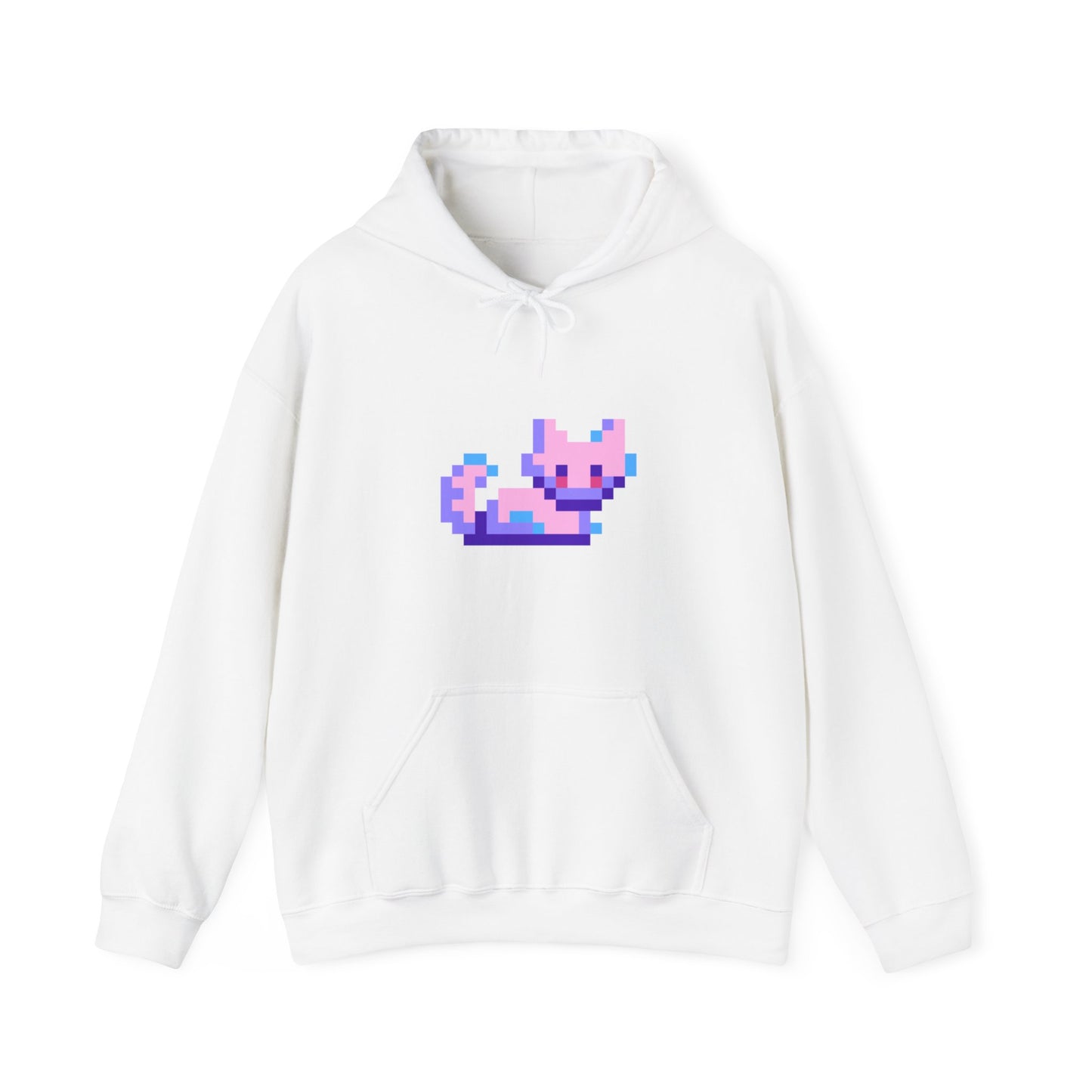 "Glitch Cat Coolness: Unisex Heavy Blend™ Hooded Sweatshirt - Add a Digital Twist to Your Feline Fashion!"