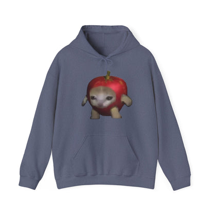 "Whimsical Apple Cat Delight: Unisex Heavy Blend™ Hooded Sweatshirt for Feline Fans!"