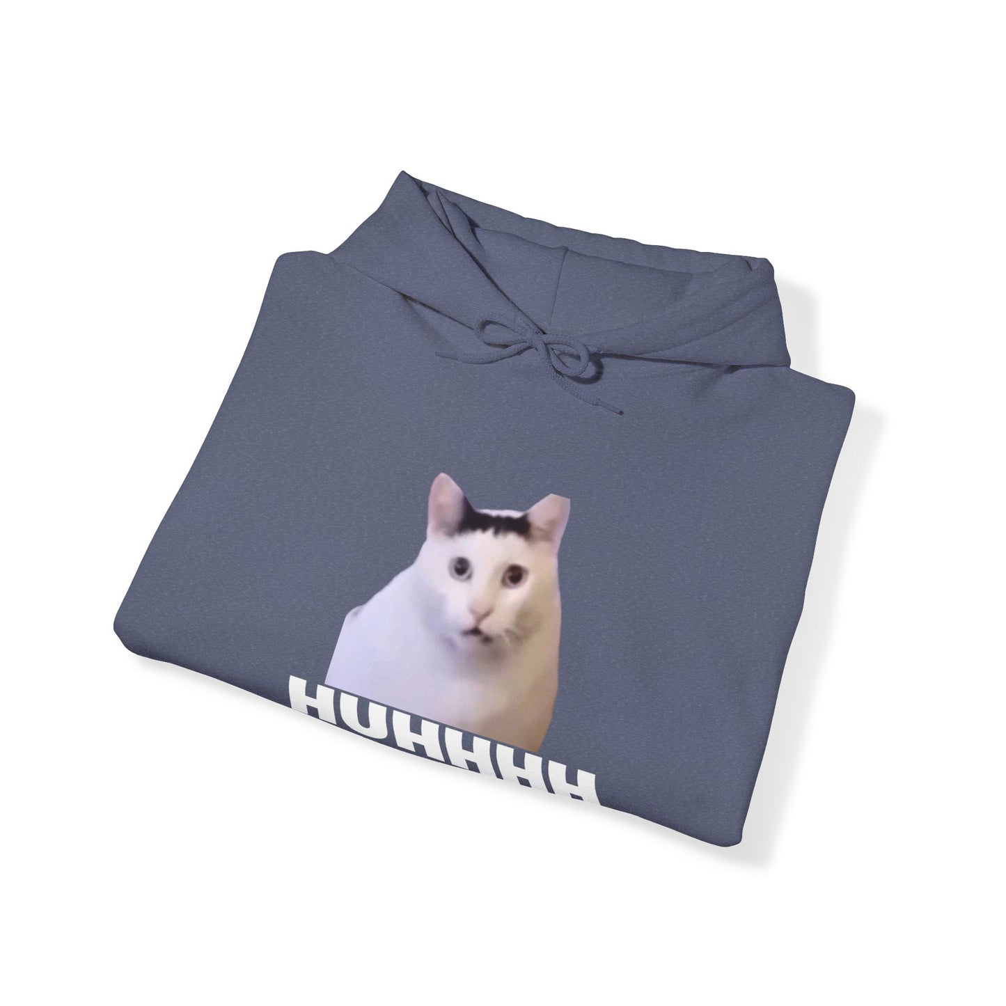 "HUH CAT Coolness: Unisex Heavy Blend™ Hooded Sweatshirt - Express Your Puzzled Purrfection in Style!"