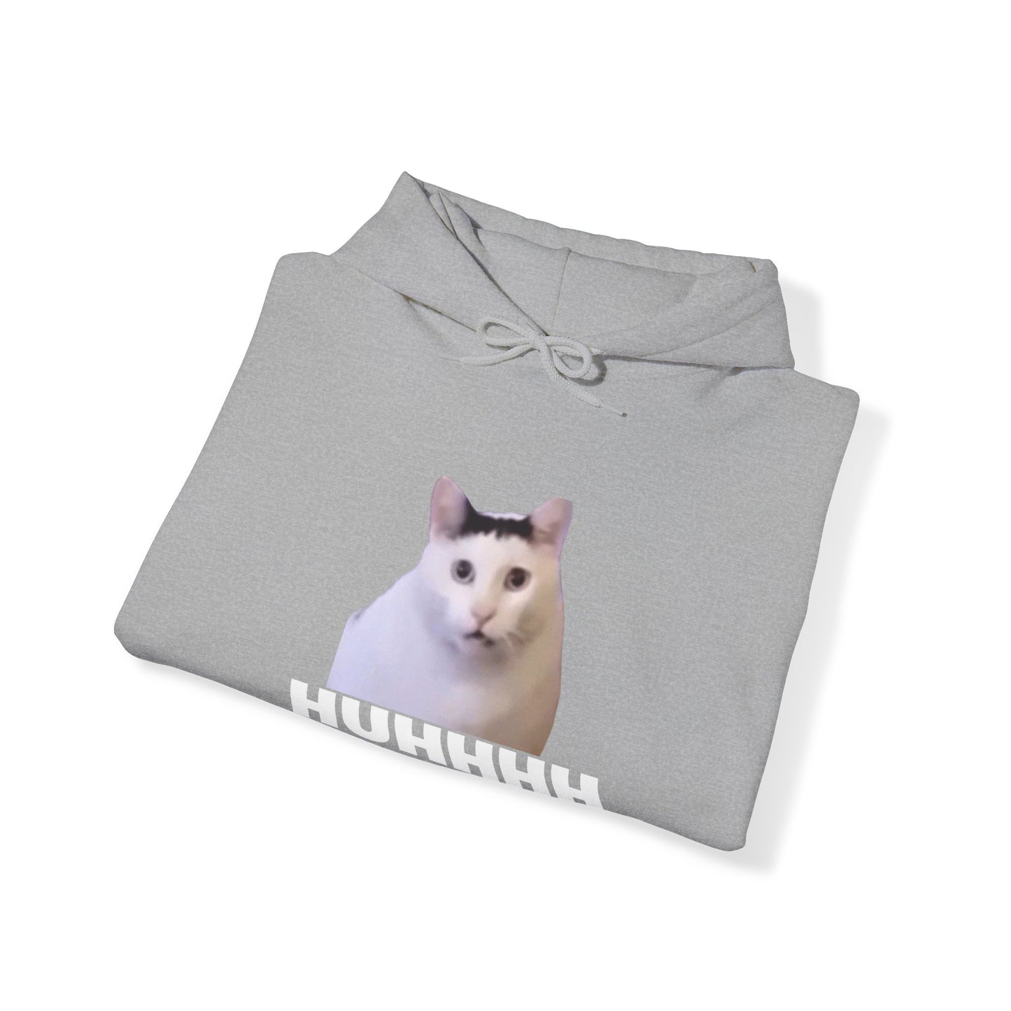 "HUH CAT Coolness: Unisex Heavy Blend™ Hooded Sweatshirt - Express Your Puzzled Purrfection in Style!"