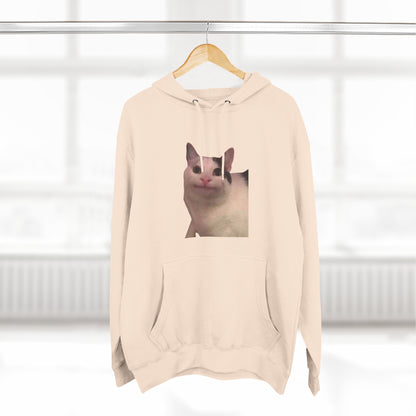 "Silly Cat Charm: Three-Panel Fleece Hoodie - Stay Cozy with Playful Feline Vibes!"