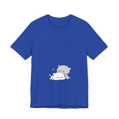 "Double the Cuteness: Cute Two Cats Unisex Jersey Short Sleeve Tee - Double the Feline Fun in Your Wardrobe!"