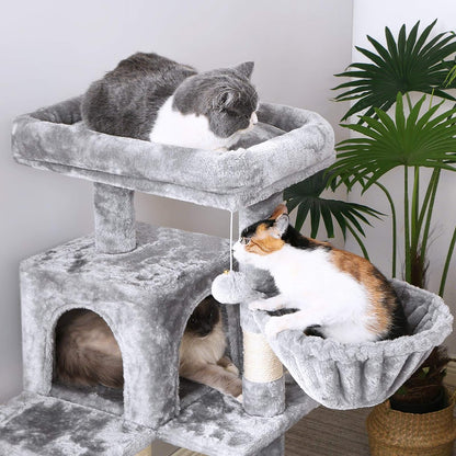 Cat Tree Tower with Top Plush Perch Multi-Level Cat Condo Sisal Scratching Posts, Cat Play House Activity Center Cat Furniture MMJ12L