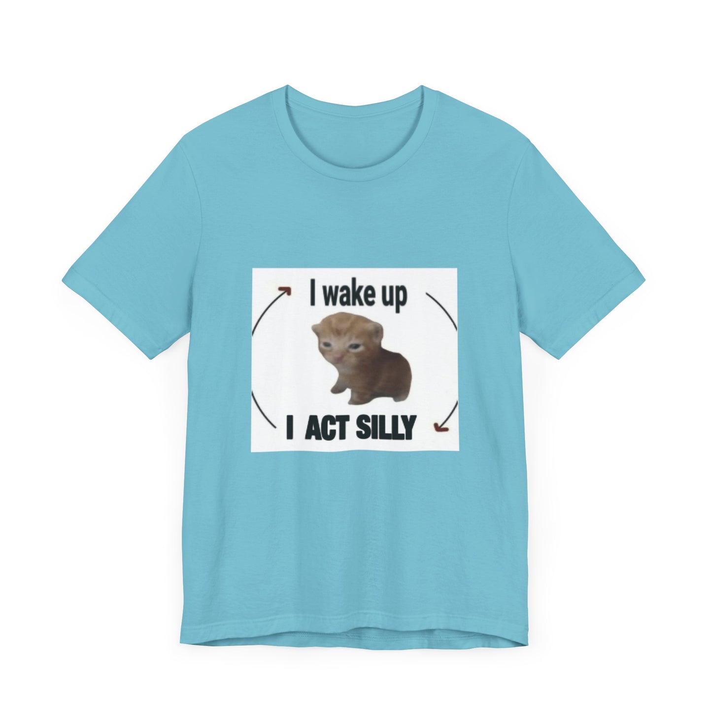 "Rise and Shine with Silly Cat: Unisex Jersey Short Sleeve Tee - Start Your Day with Feline Fun!"