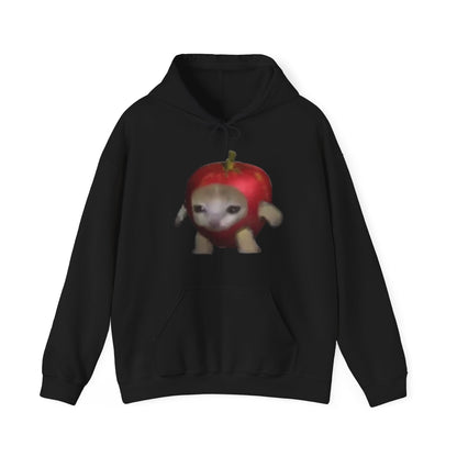 "Whimsical Apple Cat Delight: Unisex Heavy Blend™ Hooded Sweatshirt for Feline Fans!"