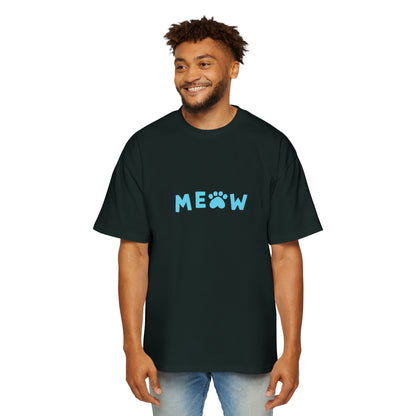 "Feline Fashion Forward: Men's Heavy Oversized Tee with CAP Cat Design - Perfect for Cat Lovers with Style!"